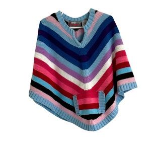 Shampoo multicolored acrylic knitted, poncho girls, 2T